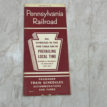 1963 April Pennsylvania Railroad Passenger Train Schedules Timetable Book TJ4-P2