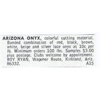 Roy Ryan Arizona Onyx Kirkland Arizona 1964 Magazine Ad AB6-LJS9