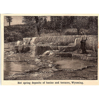 Hot Spring Deposits of Basins and Terraces WY 3x4" 1901 Engraving AF6-M11