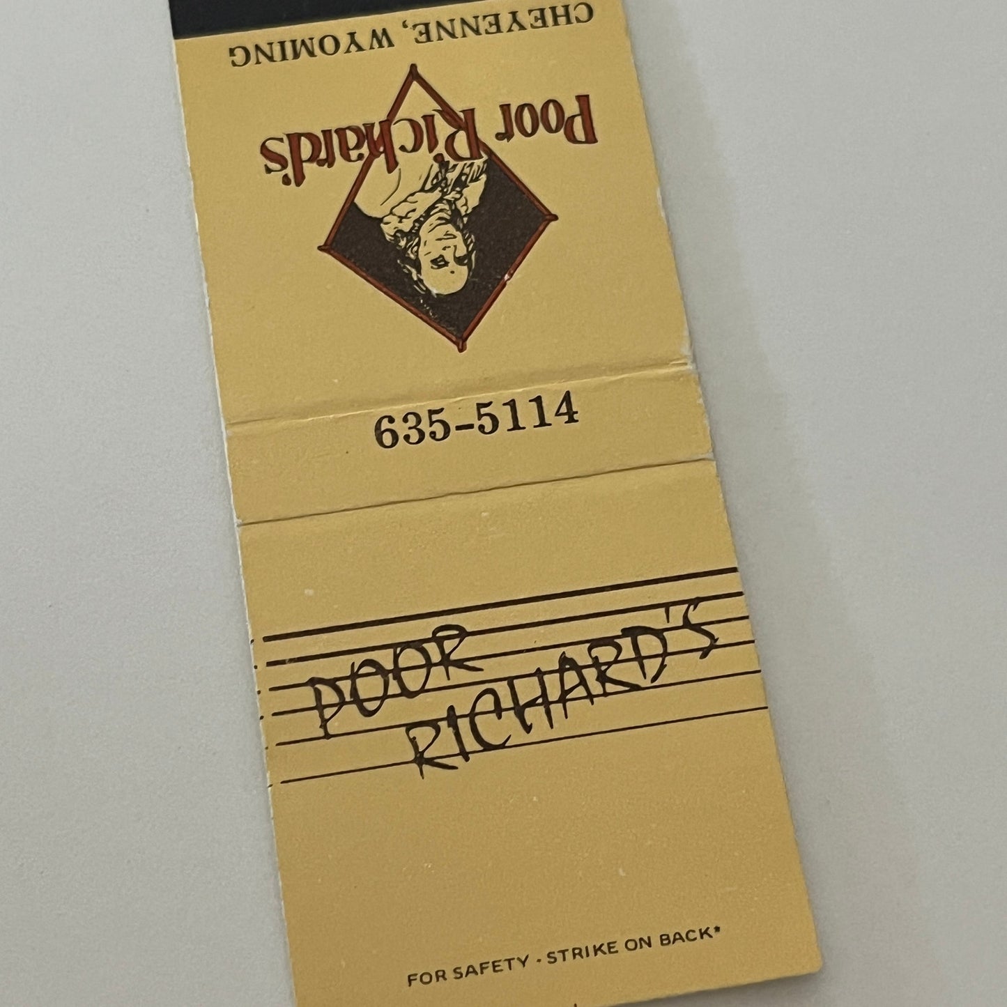 Poor Richard's Cheyenne WY Vintage Matchbook Cover MM5-9