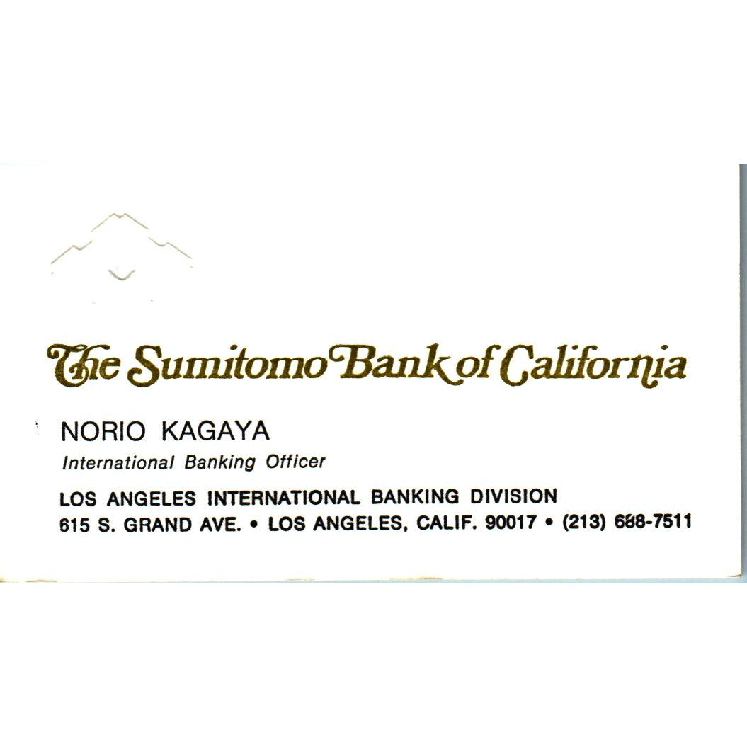 Norio Kagaya Sumitomo Bank California Los Angeles Vintage Business Card SE3-B9