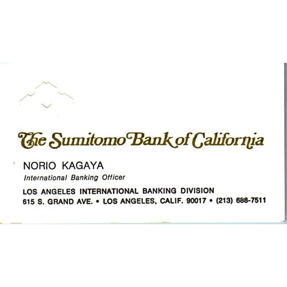Norio Kagaya Sumitomo Bank California Los Angeles Vintage Business Card SE3-B9