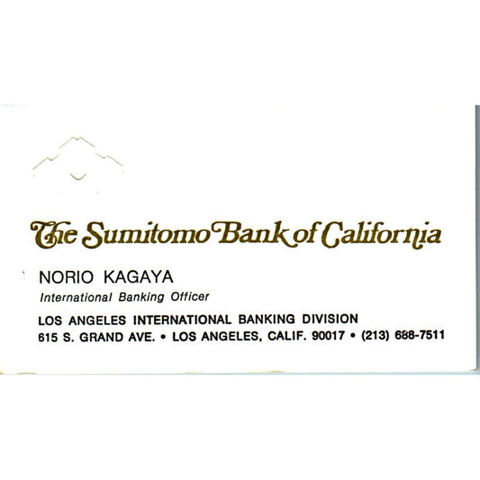 Norio Kagaya Sumitomo Bank California Los Angeles Vintage Business Card SE3-B9