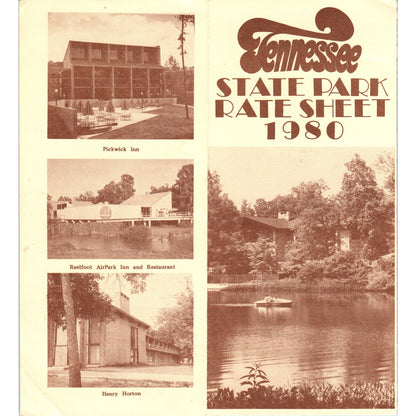 1980 Tennessee State Park Rate Sheet Fold Out Travel Brochure TF4-B1