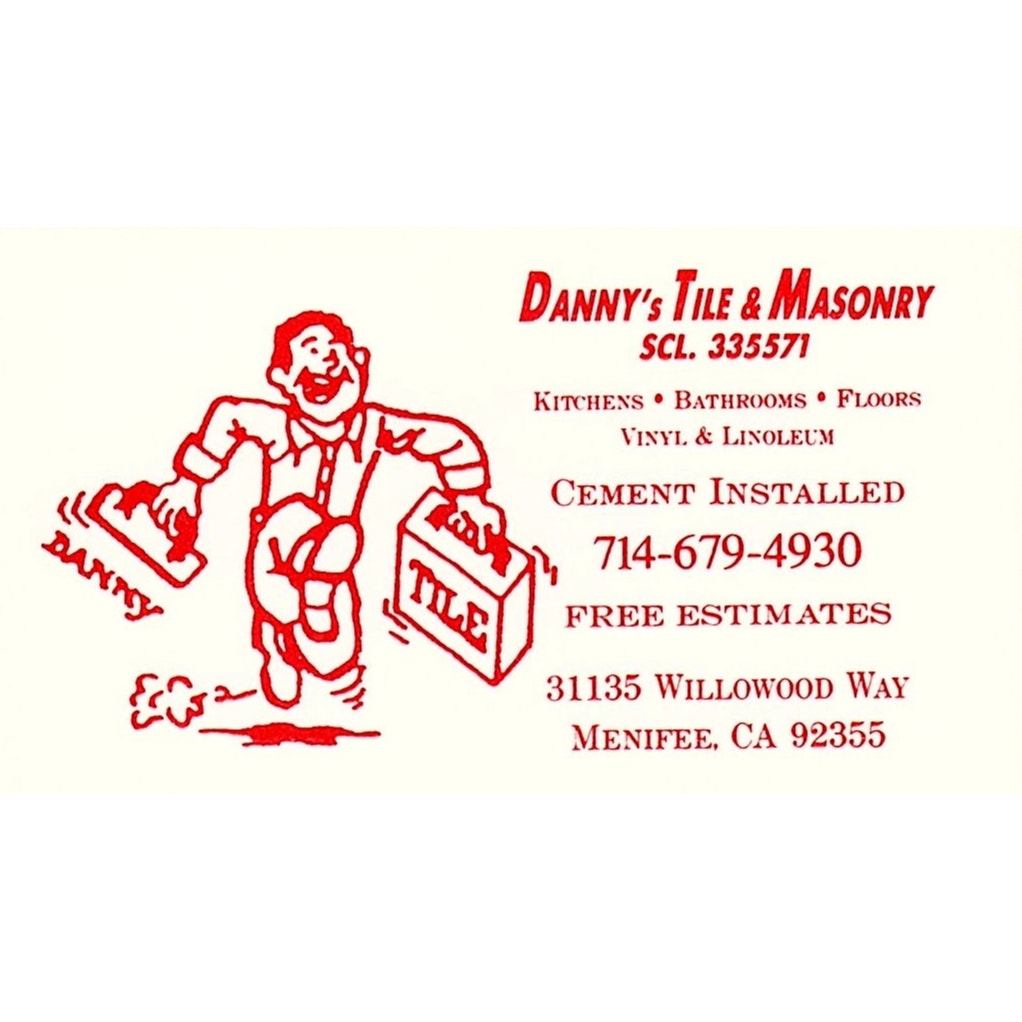 Danny's Tile & Masonry Menifee CA Vintage Business Card SC9-B8