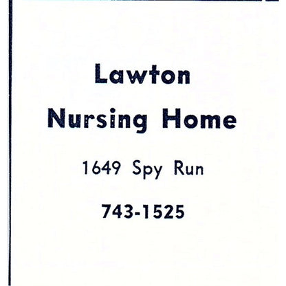 Lawton Nursing Home 1649 Spy Run Fort Wayne Indiana 1964 Ad AG1-S12