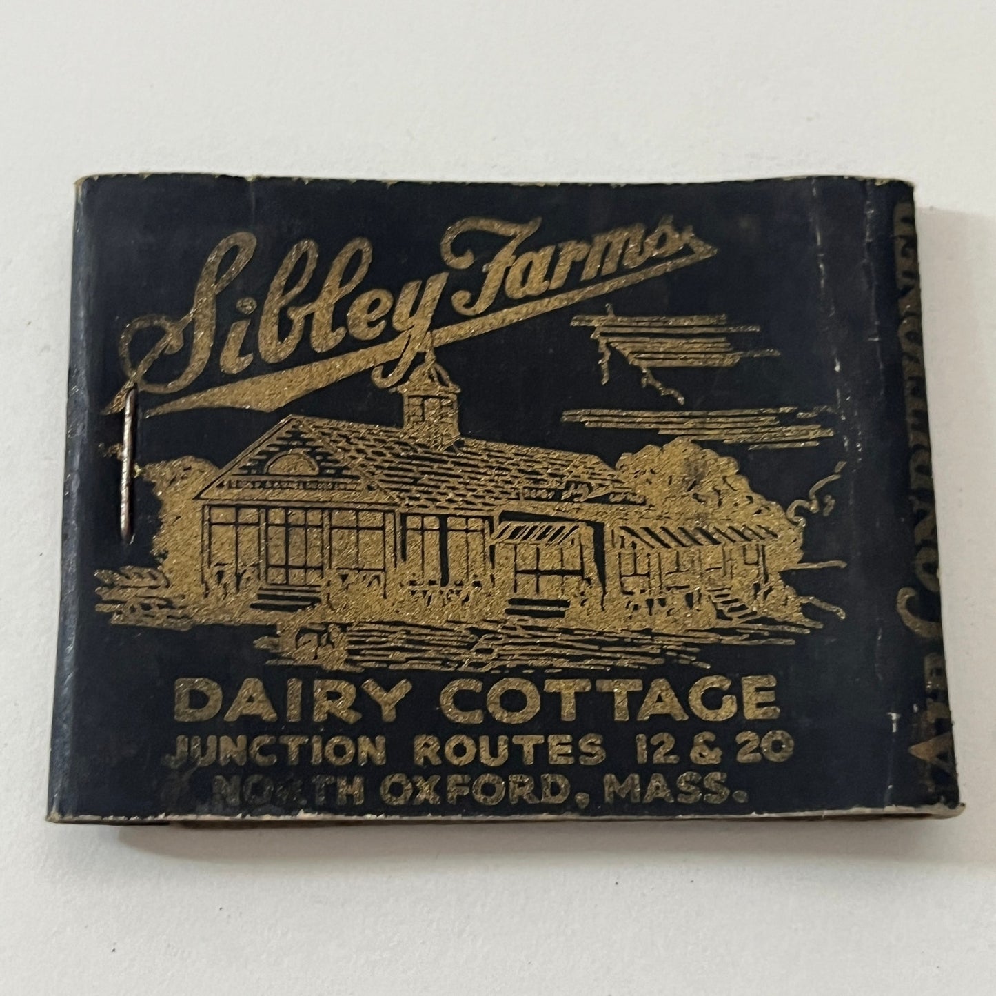 Sibley Farms Dairy Cottage Oxford MA Vintage Matchbook Cover TB8-MB-8