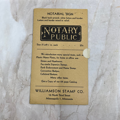 Vintage Williamson Stamp Co. Advertising Mailer Minneapolis MN TI8-S6