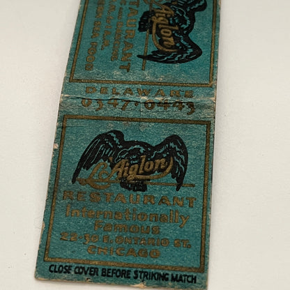 L'Aiglon Restaurant 30 E. Ontario St. Chicago Vintage Matchbook TB6-MB2-14