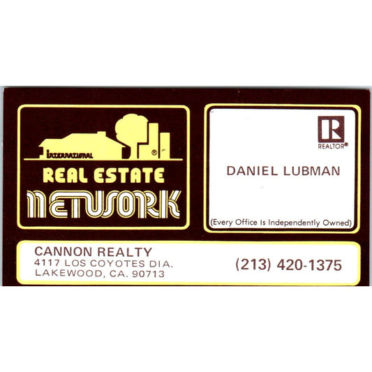 Daniel Lubman Real Estate Network Cannon Realty Lakewood  Business Card SD4-B5