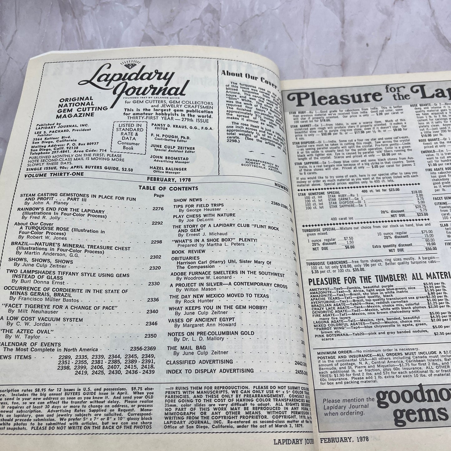 A Turquoise Rose in Silver - Lapidary Journal Magazine - Feb 1978 M27