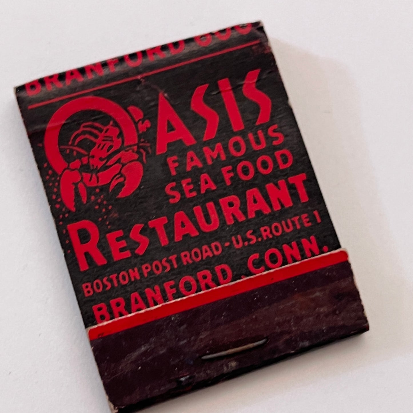 Oasis Seafood Restaurant Branford CT Vintage Matchbook Cover TB8-MB3-7