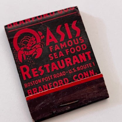 Oasis Seafood Restaurant Branford CT Vintage Matchbook Cover TB8-MB3-7