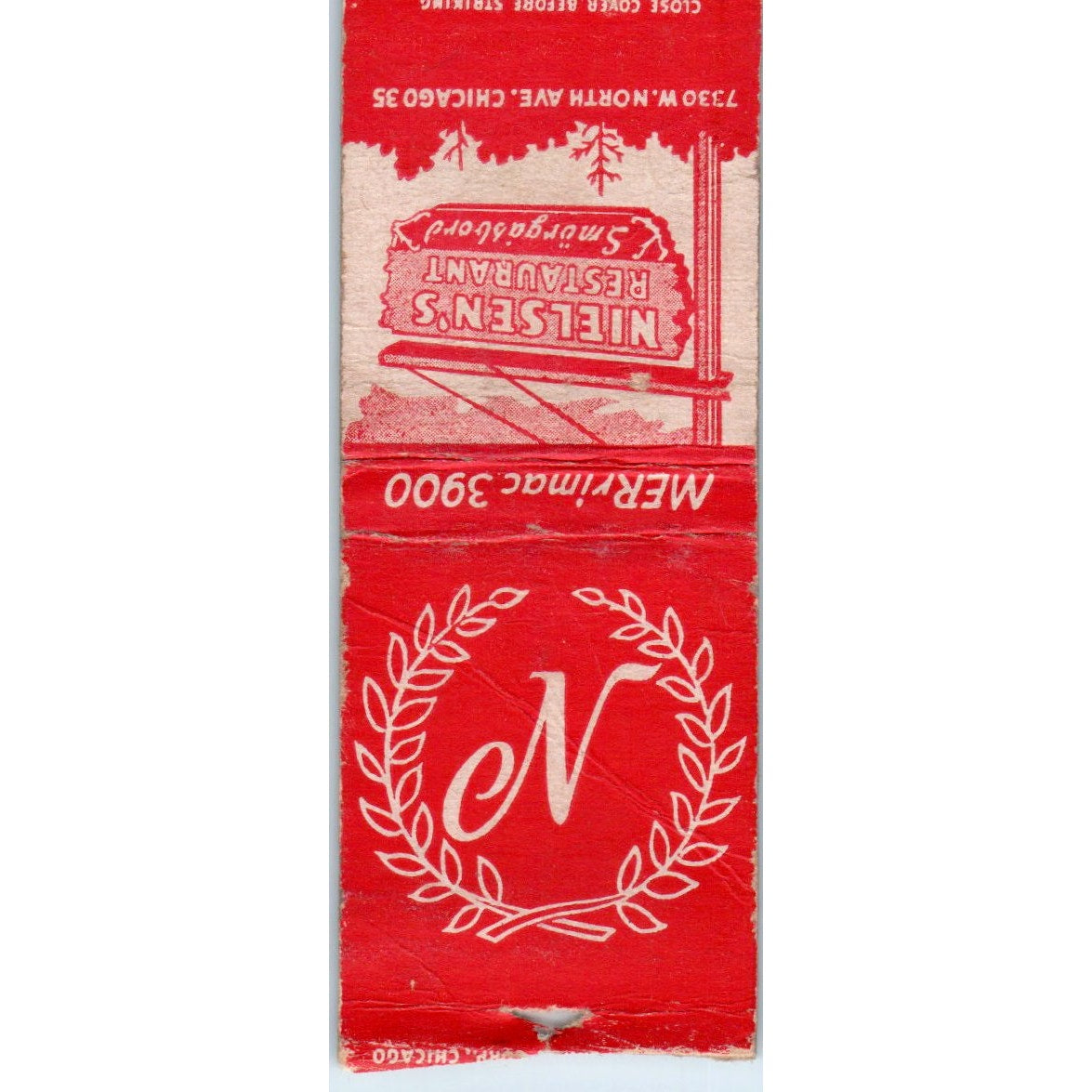 Nielsen's Restaurant Smörgåsbord Chicago Vintage Matchbook Cover SD2-Y3