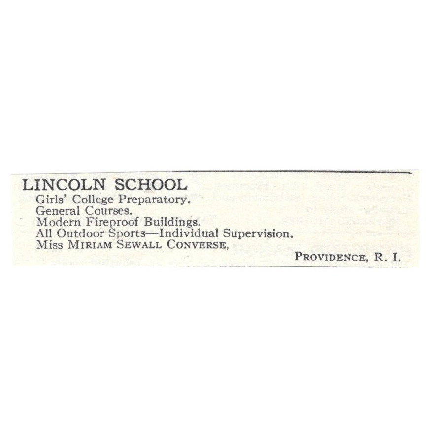 Lincoln Girls Prep School Miriam Sewall Converse Providence RI 1924 Ad AD8-O7