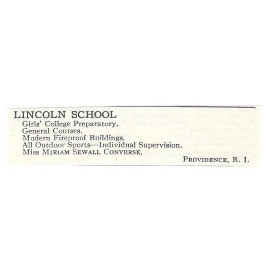 Lincoln Girls Prep School Miriam Sewall Converse Providence RI 1924 Ad AD8-O7
