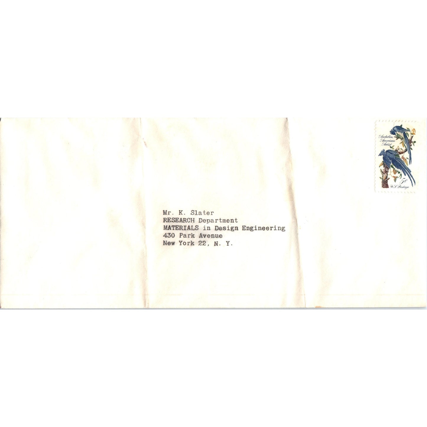 Vintage K Slater Materials in Design Engineering NY Postal Cover Envelope TH9-L2