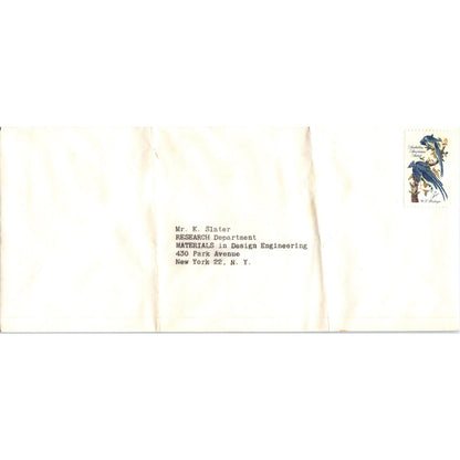 Vintage K Slater Materials in Design Engineering NY Postal Cover Envelope TH9-L2