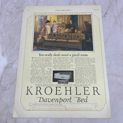 Kroehler Davenport Bed Chicago IL 1924 Magazine Ad FL6-11