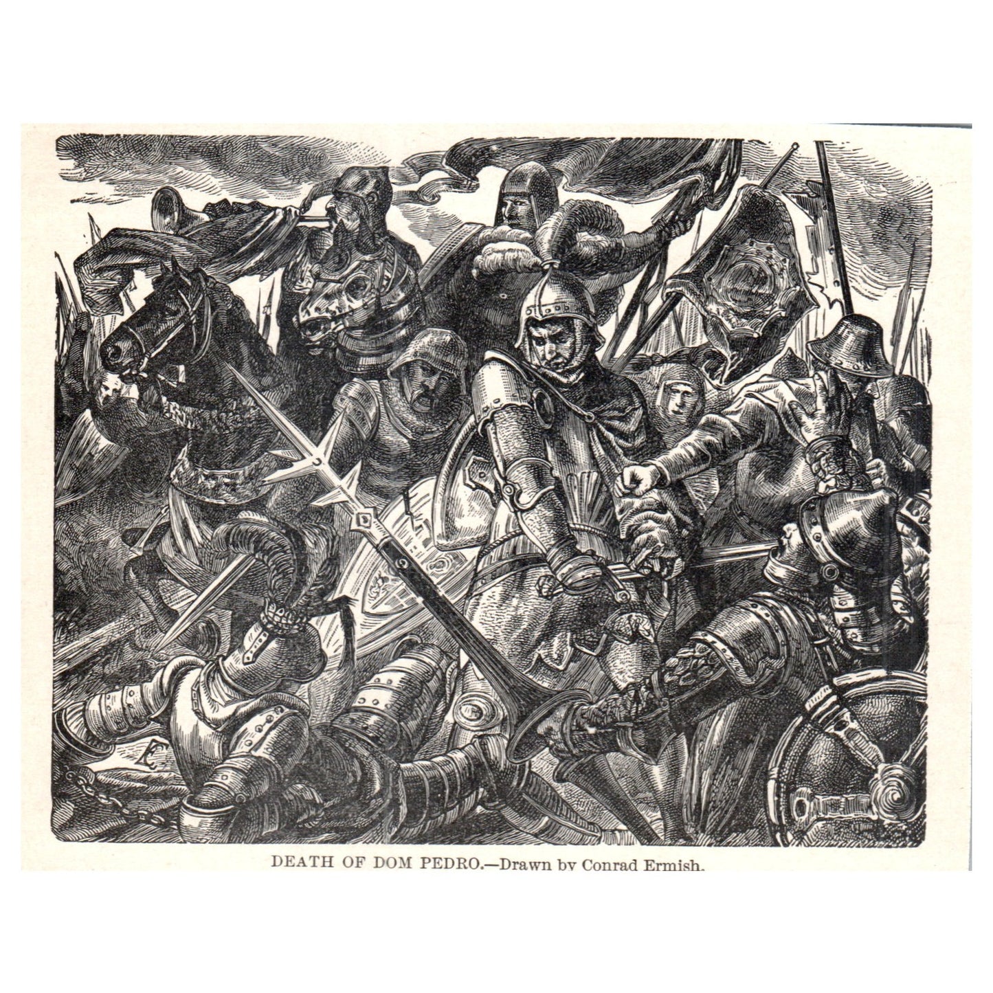 Death of Dom Pedro Conrad Ermish 1911 Engraving Print AF5-7