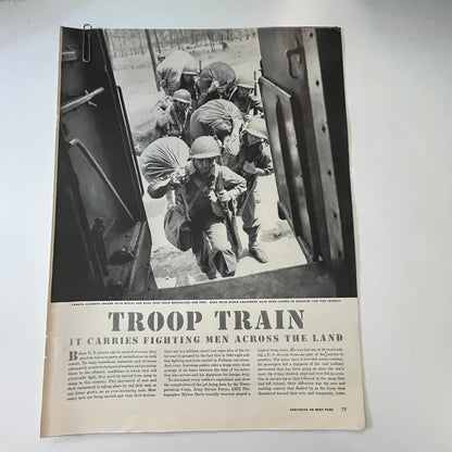 Troop Train Carries Fighting Men Across Land 5 Pages 1940s WWII Article V30-1