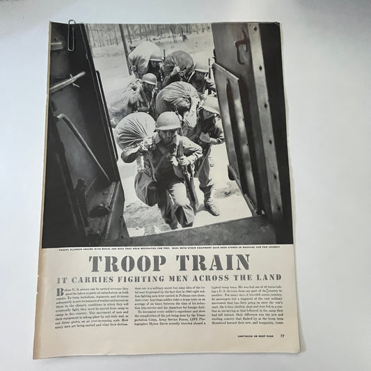 Troop Train Carries Fighting Men Across Land 5 Pages 1940s WWII Article V30-1