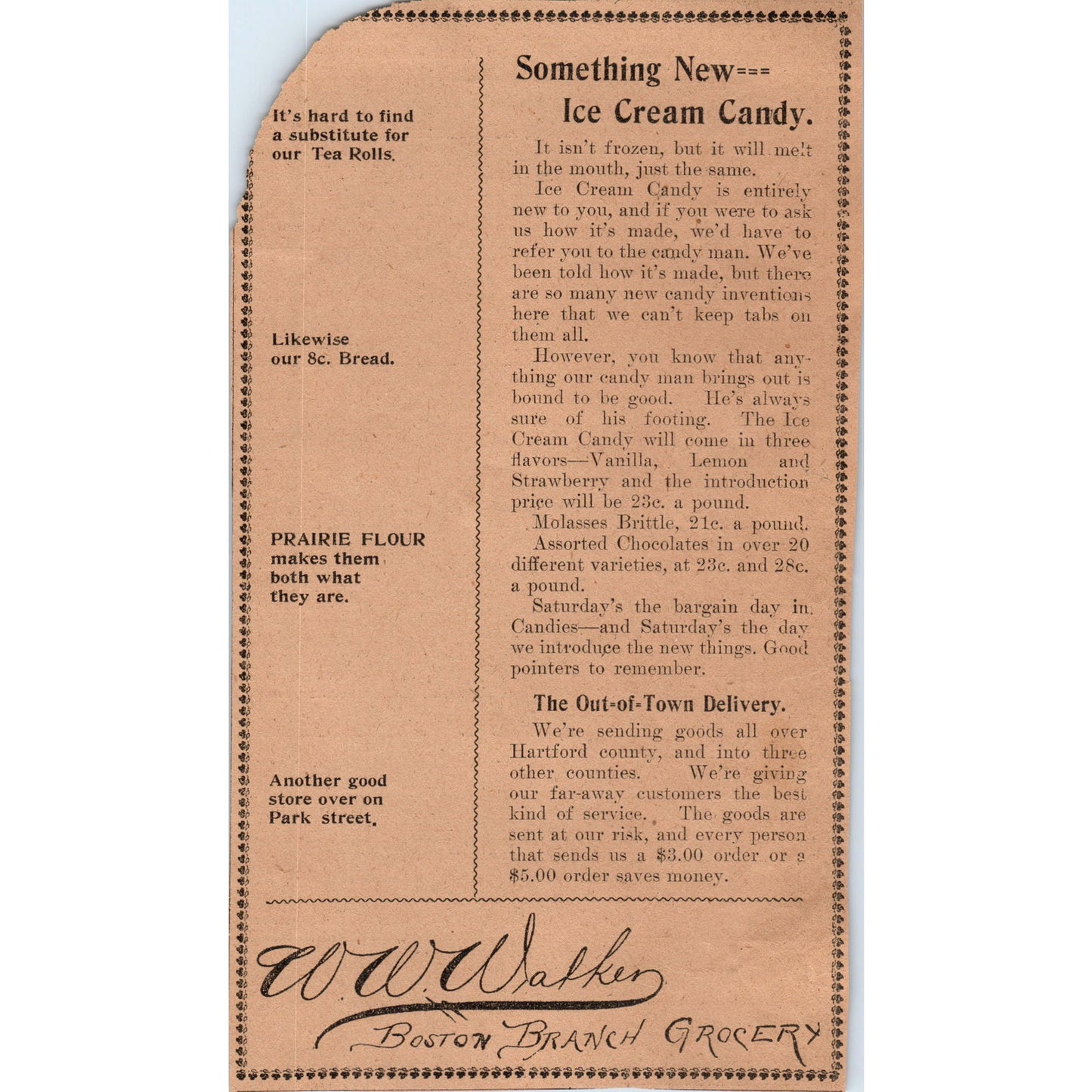 W.W. Walker Boston Branch Grocery Hartford 1901 Newspaper Ad AD8-H1