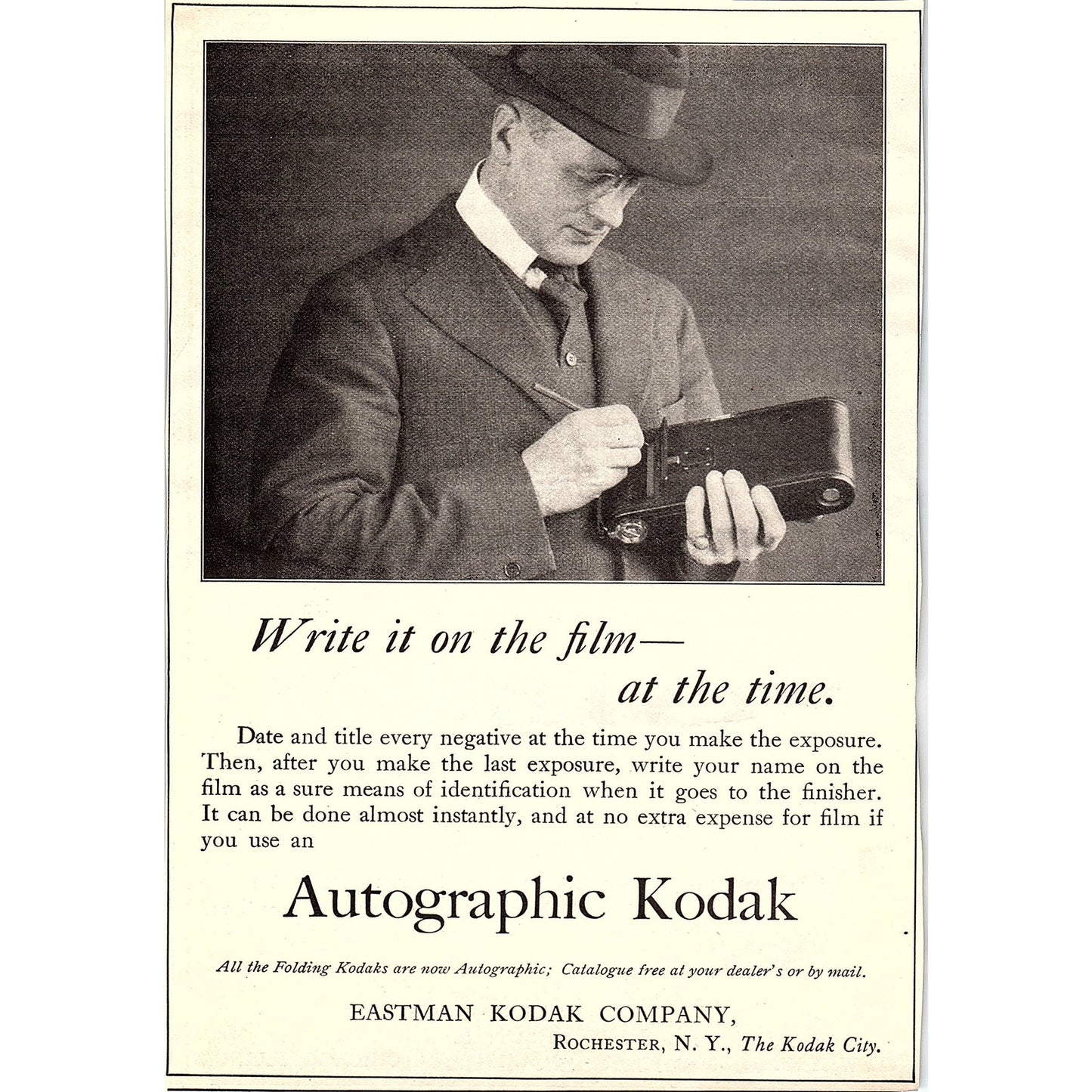 Autographic Kodak Eastman Kodak Company Rochester NY c1920 Ad AF8-8