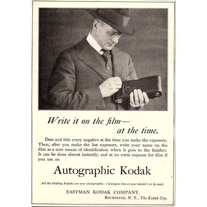 Autographic Kodak Eastman Kodak Company Rochester NY c1920 Ad AF8-8