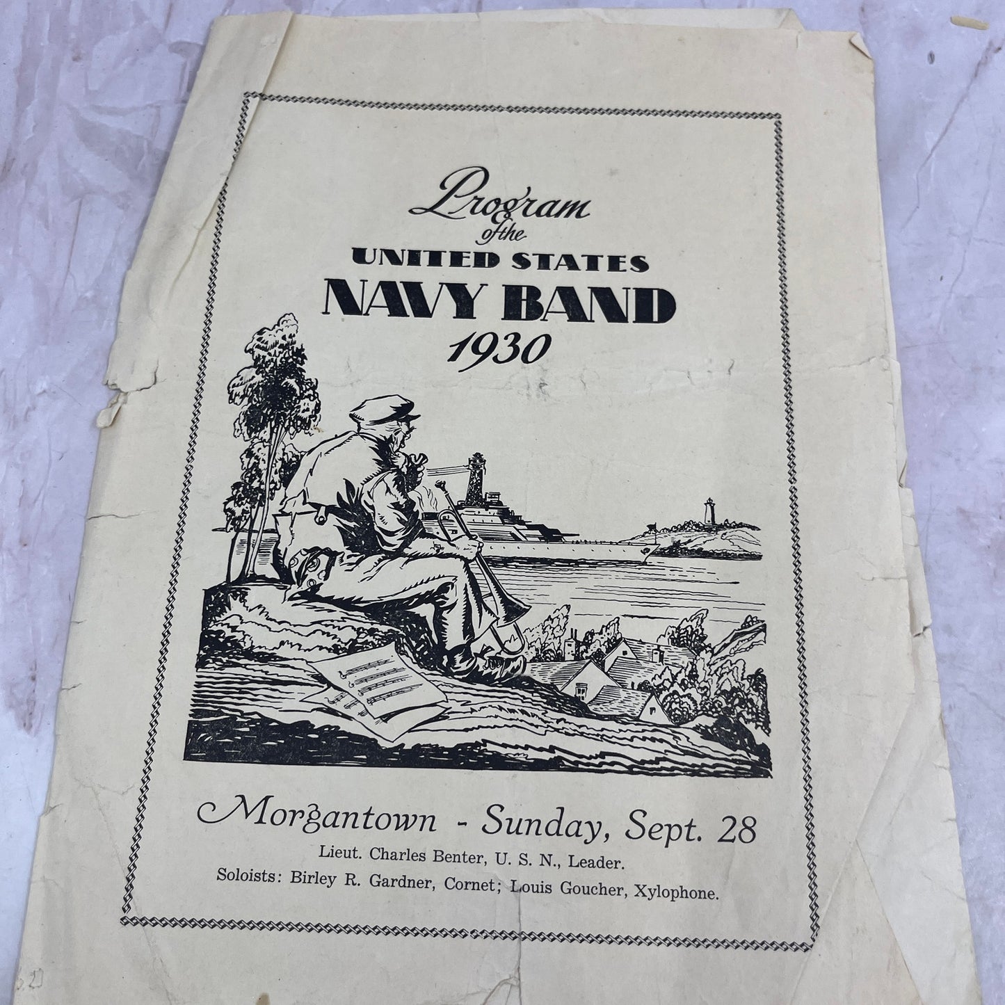 Program of United States Navy Band 1930 Morgantown Bandshell Dedication PA D22