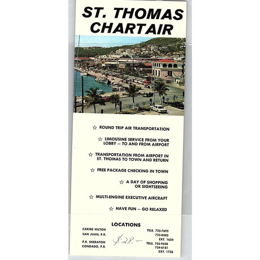Vintage St. Thomas Chart Air Informational Travel Leaflet TH2-TB2