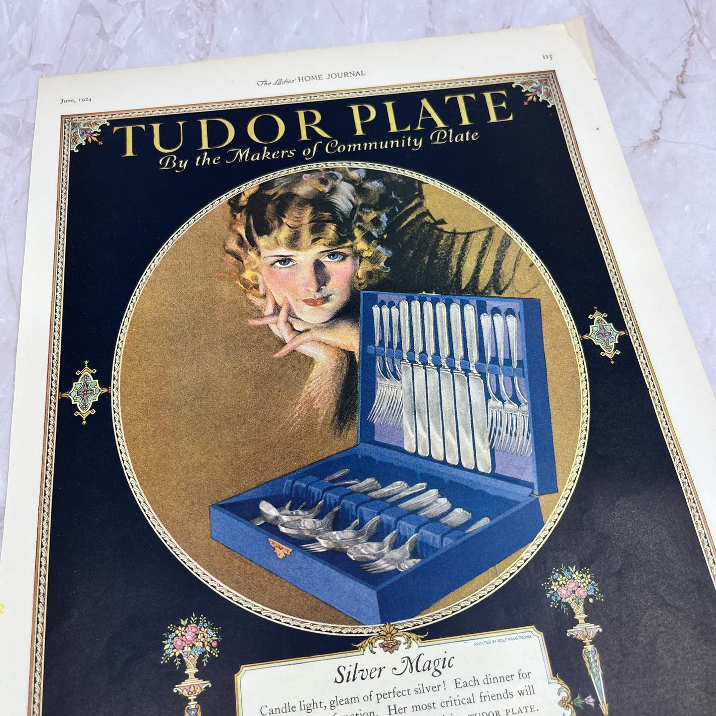 Oneida Community Plate Tudor Plate Silverware 1924 Magazine Ad FL6-11
