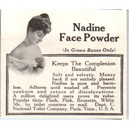 Nadine Face Powder National Toilet Co Paris TN 1918 Magazine Ad AF1-SS1