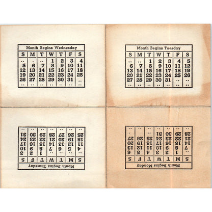 Vintage Perpetual Calendar - Staco Product Paper USA 6x5" D18