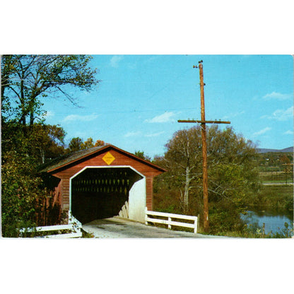 Old Covered Wood Bridge In North Bennington Vermont Vintage Postcard PD2