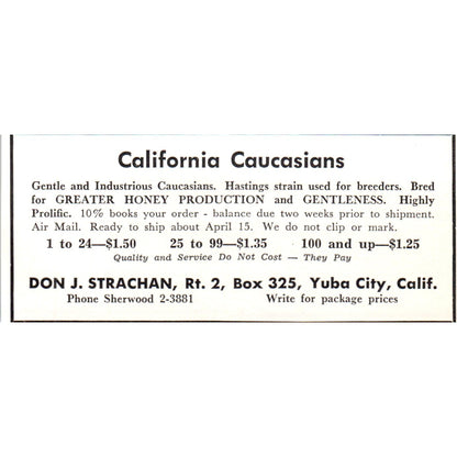 California Caucasians Don J. Strachan Yuba City CA 1961 Magazine Ad AB6-LB