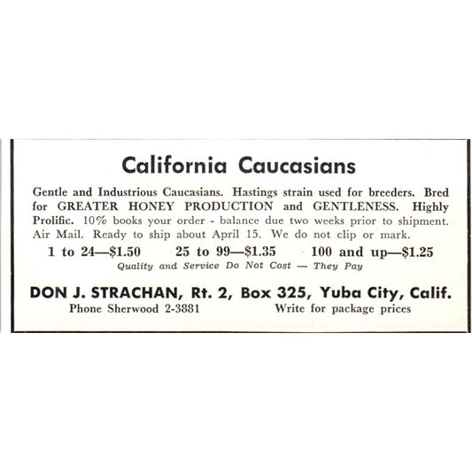 California Caucasians Don J. Strachan Yuba City CA 1961 Magazine Ad AB6-LB