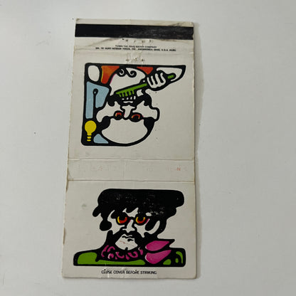 Man Brushing Teeth Peter Max Pop Art Vintage Matchbook Cover SC4-R8