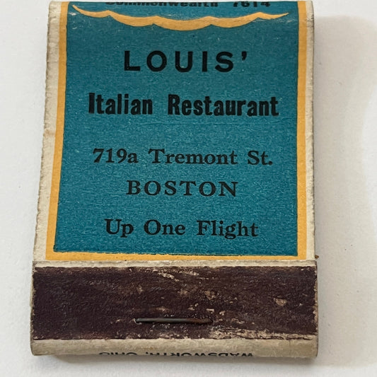 Louis' Italian Restaurant Tremont St Boston Vintage Matchbook Cover TB6-MB1-5