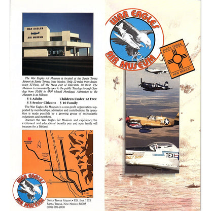 War Eagles Air Museum Santa Teresa NM Vintage Fold Out Travel Brochure TH2-TB1