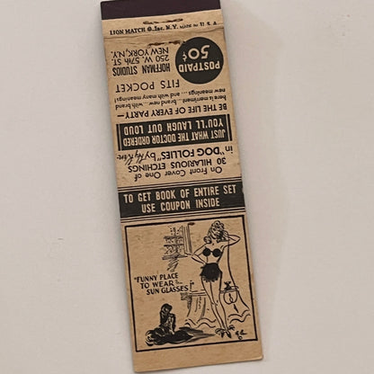 Pretty Girl Cartoon Hoffmann Studios NY Vintage Matchbook Cover MB59-3