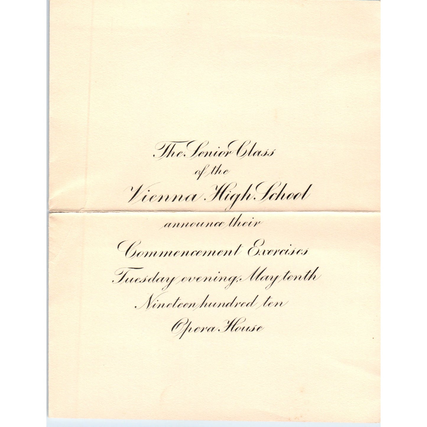 1910 Graduation Commencement Invitation Vienna High School Opera House AD8-R4