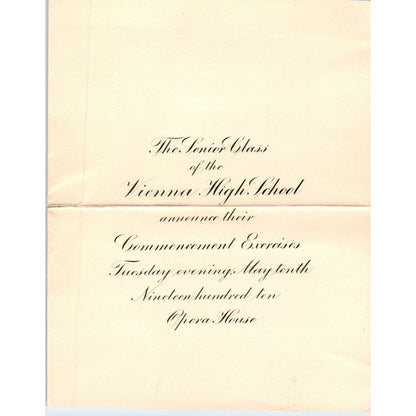 1910 Graduation Commencement Invitation Vienna High School Opera House AD8-R4