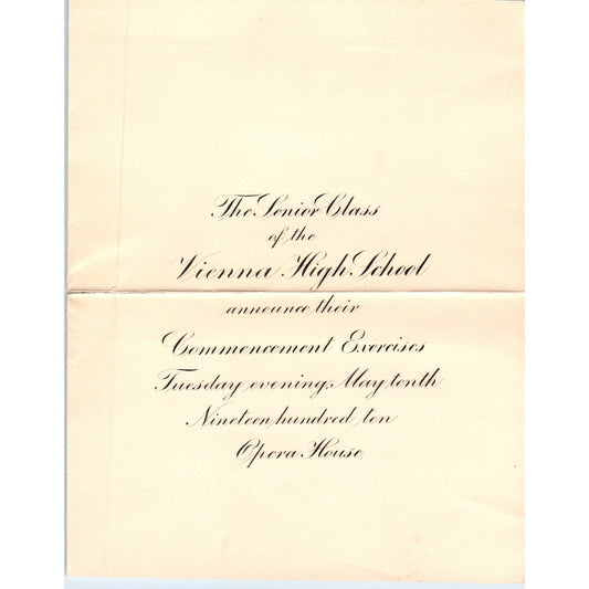 1910 Graduation Commencement Invitation Vienna High School Opera House AD8-R4
