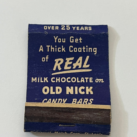 Old Nick Milk Chocolate Candy Bars Vintage Matchbook Cover TB6-MB1-2