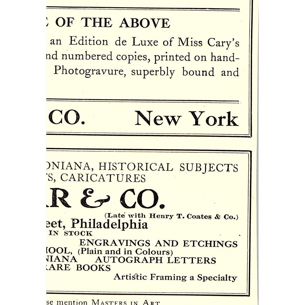 Braun's Carbon Prints Braun, Clement & Co NY - 1906 Ad AF5-3