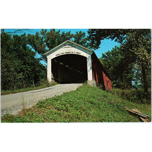 Conley's Ford Bridge Parke County Mansfield IN Covered Bridge Postcard PC15