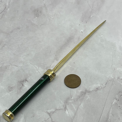Vintage Brass & Green Enamel Letter Opener 7" SC1