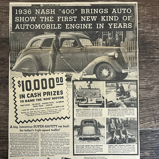The New Nash 400 Northwest Nash Motors Co Minneapolis 1935 Newspaper Ad V1-9