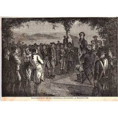 Inauguration of Ohio Territorial Government at Marietta 1894 Art Engraving AG4-8